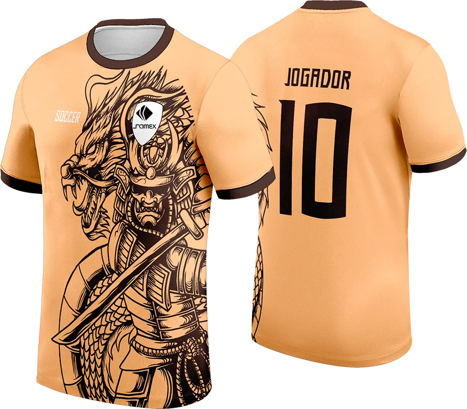CAMISETA BEIGE - DRAGON Y SAMURAI MARRON cod: 0035 .