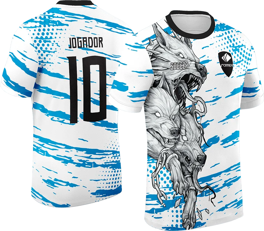 CAMISETA BLANCO - GRUNGE CELESTE - LOBOS GRIS cod: 0036 .