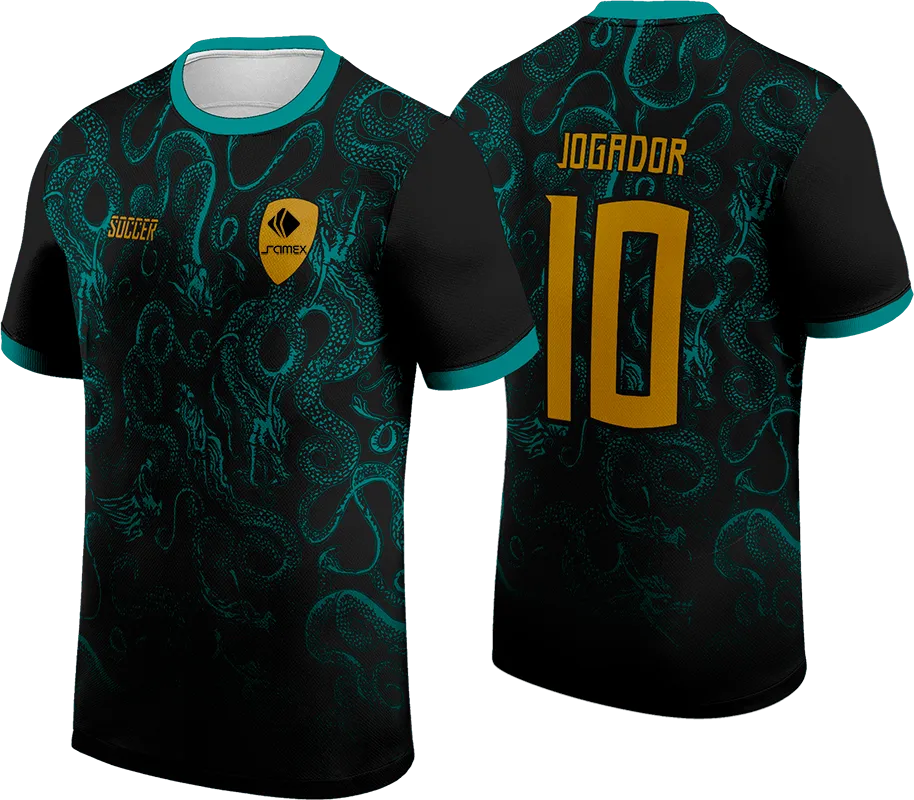 CAMISETA NEGRO - DRAGONES TURQUESA cod: 0045 .