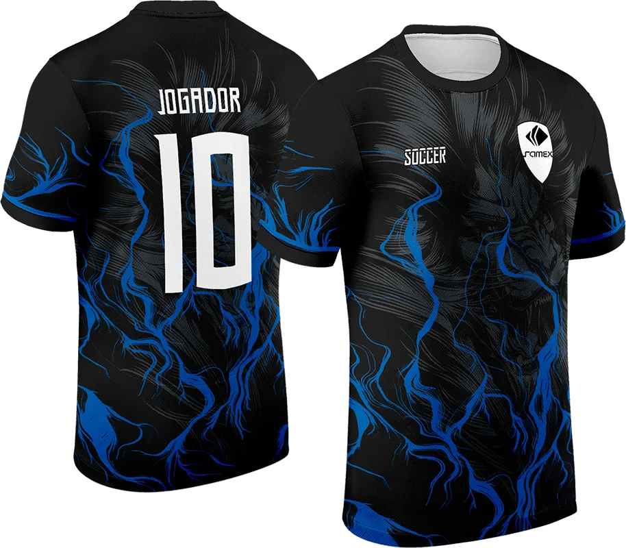 CAMISETA NEGRO - RAYOS AZUL - LEON GRIS cod: 0054 .