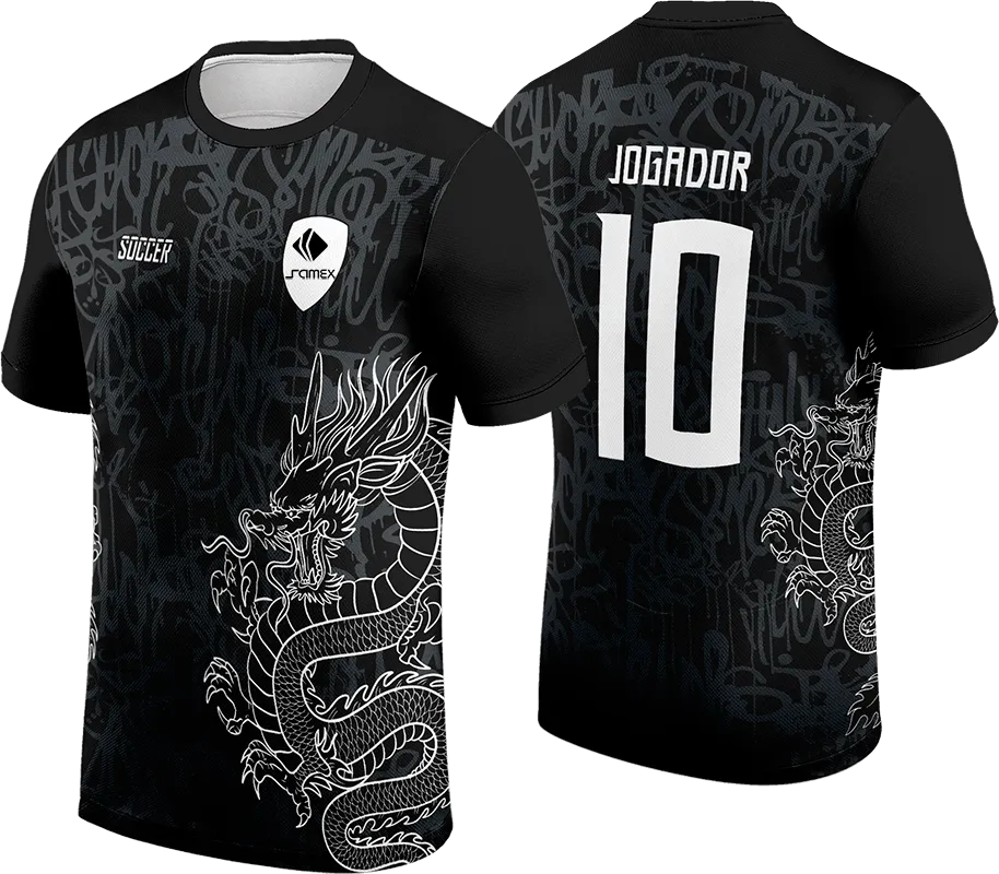 CAMISETA NEGRO - GRAFITI GRIS - DRAGON BLANCO cod: 0077 .