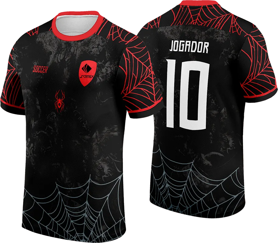 CAMISETA NEGRO - TELARAÑA ROJO Y GRIS cod: 0078 .