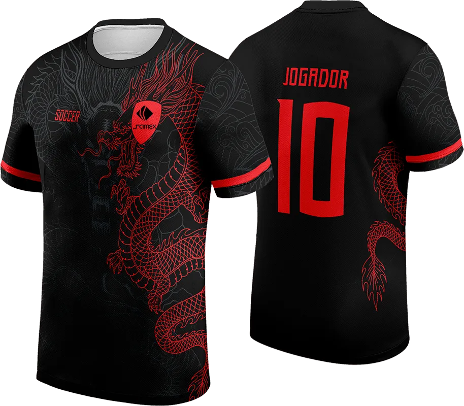 CAMISETA NEGRO - DRAGON GRIS Y ROJO cod: 0084 .