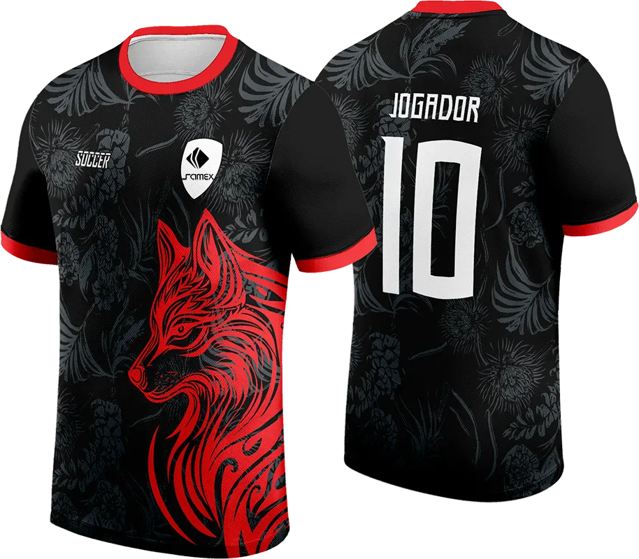 CAMISETA NEGRO - FLORES GRIS - ZORRO ROJO cod: 0085 .