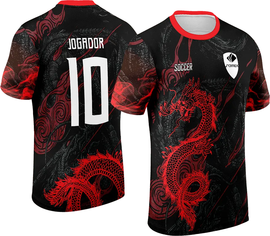 CAMISETA NEGRO - DRAGON ROJO cod: 0093 .