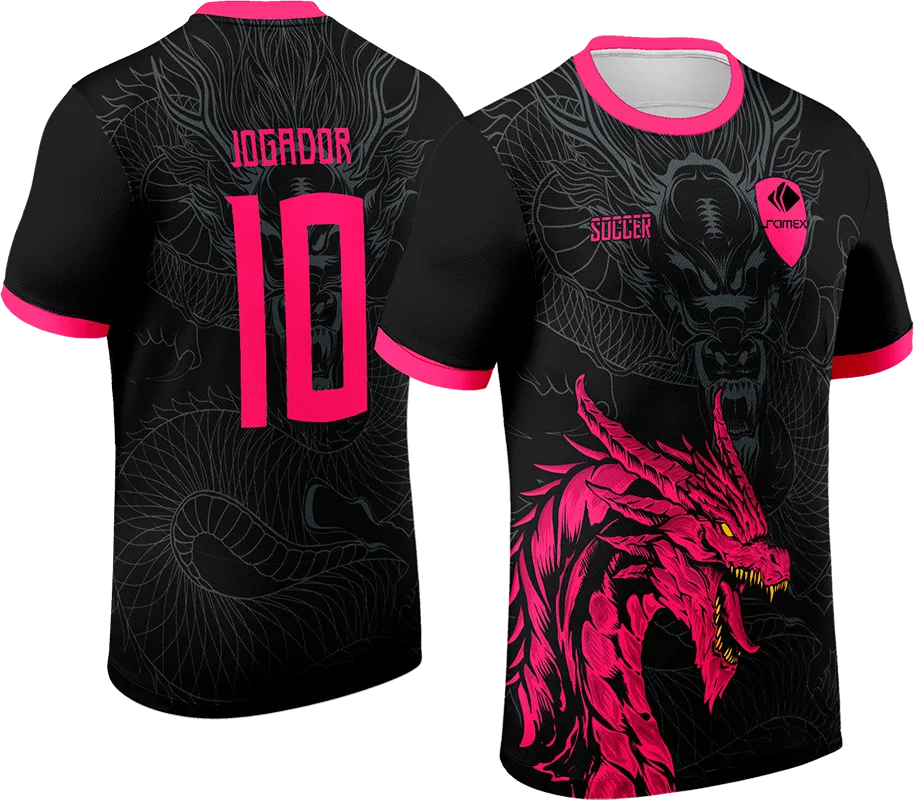 CAMISETA NEGRO - DRAGON GRIS Y ROSADO cod: 0094 .
