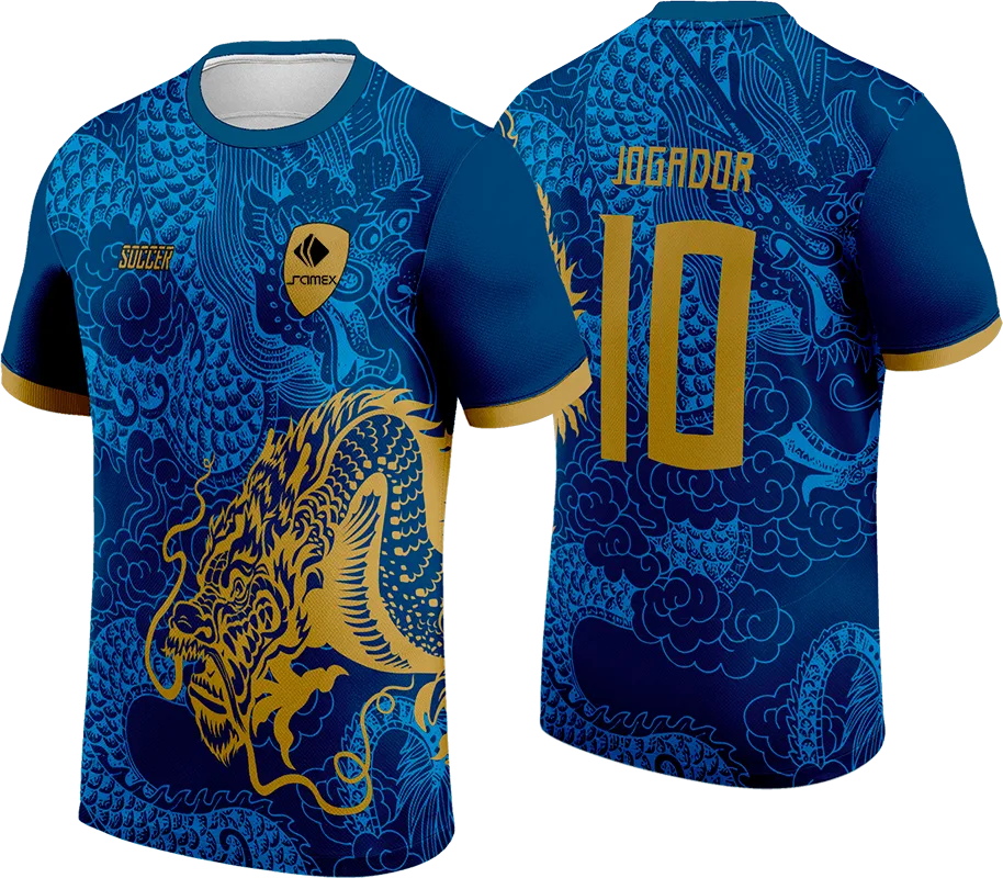 CAMISETA AZUL - DRAGON DORADO cod: 0100 .