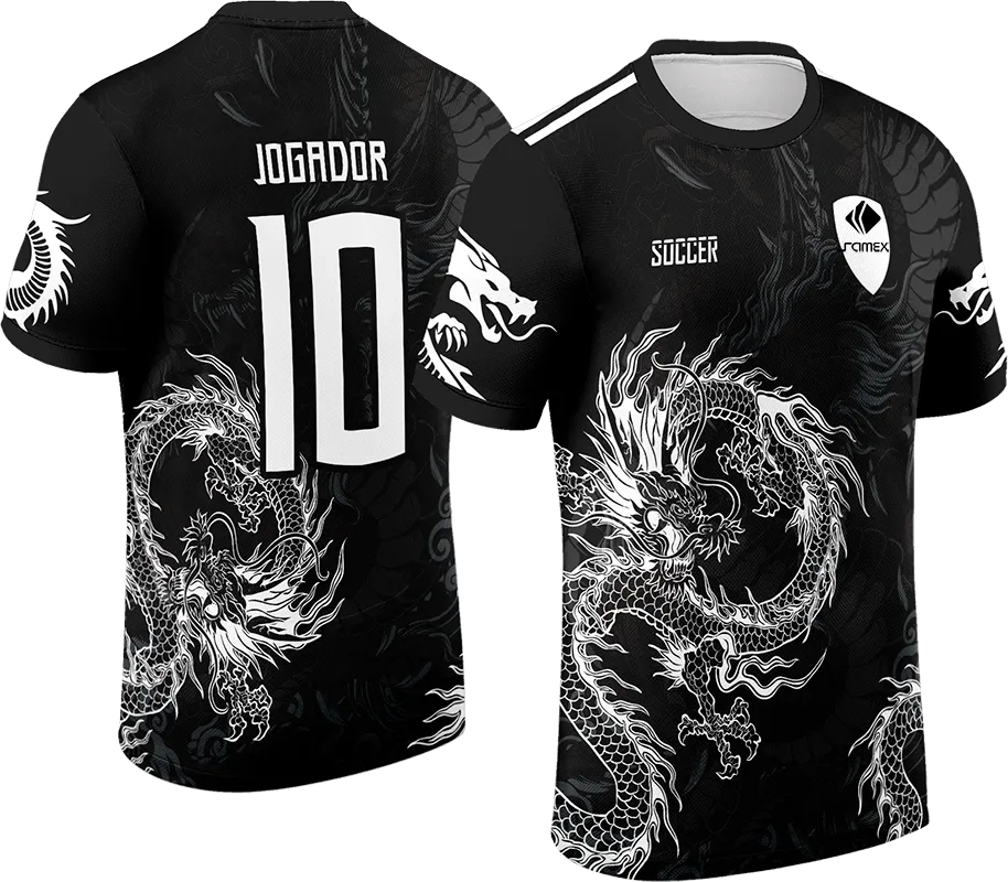 CAMISETA NEGRO - DRAGON BLANCO cod: 0101 .