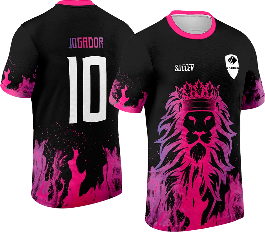 CAMISETA NEGRO LEON ROSADO cod: 0107 .