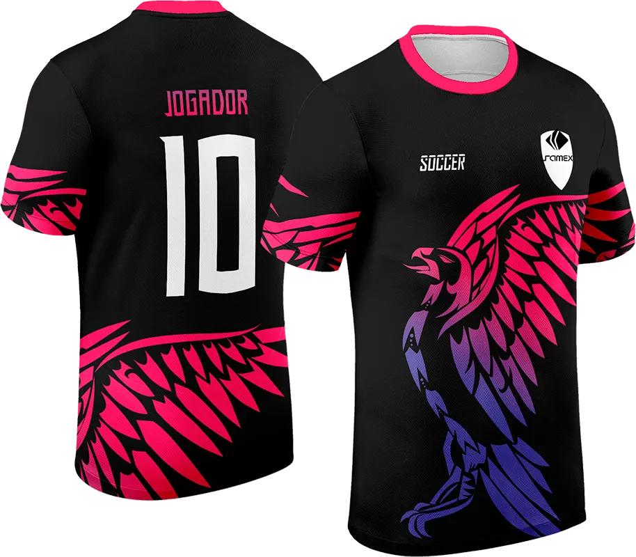 CAMISETA NEGRO - AGUILA ROSADO CON AZUL cod: 0111 .
