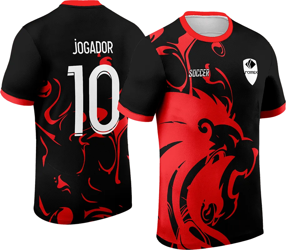 CAMISETA NEGRO LEON ROJO cod: 0112 .