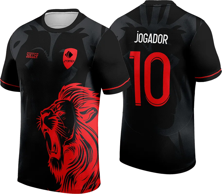 CAMISETA NEGRO - LEON ROJO cod: 0115 .