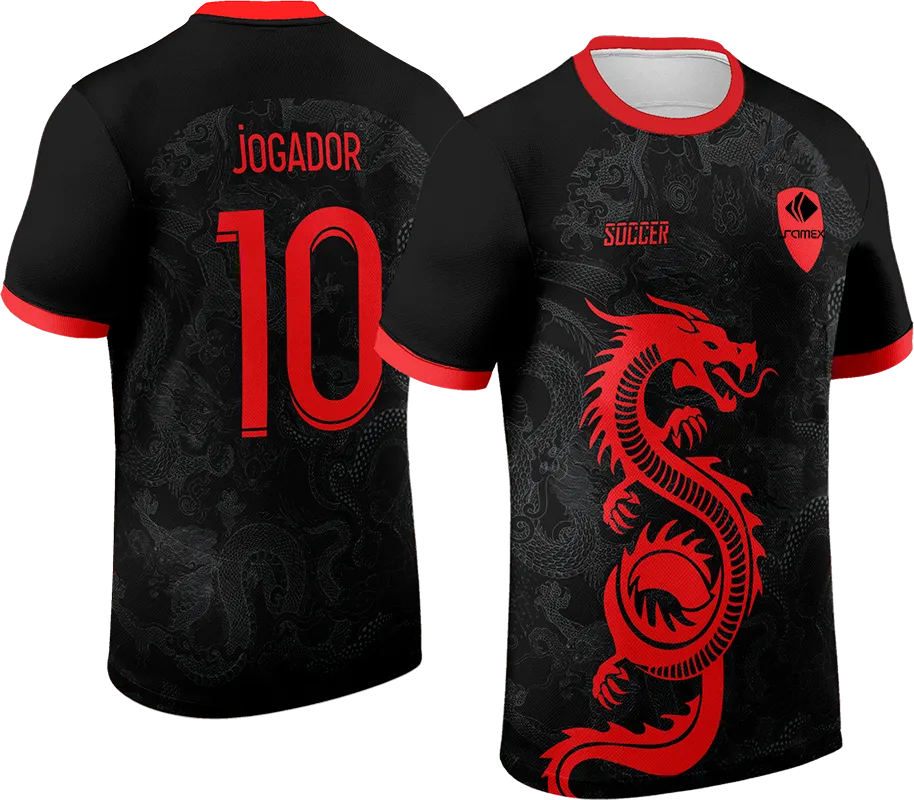 CAMISETA NEGRO - FONDO DRAGON GRIS - DRAGON ROJO cod: 0116 .