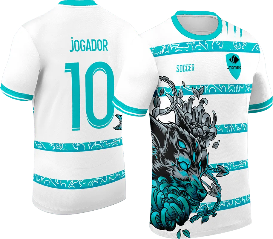 CAMISETA BLANCO - ZORRO TURQUESA CON GRIS cod: 0121 .