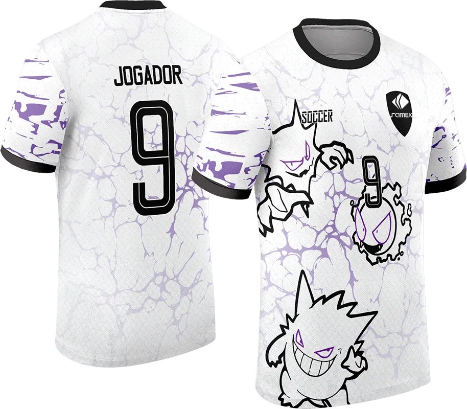 CAMISETA BLANCO - GRUNGE MORADO - POKEMON cod: 0132 .