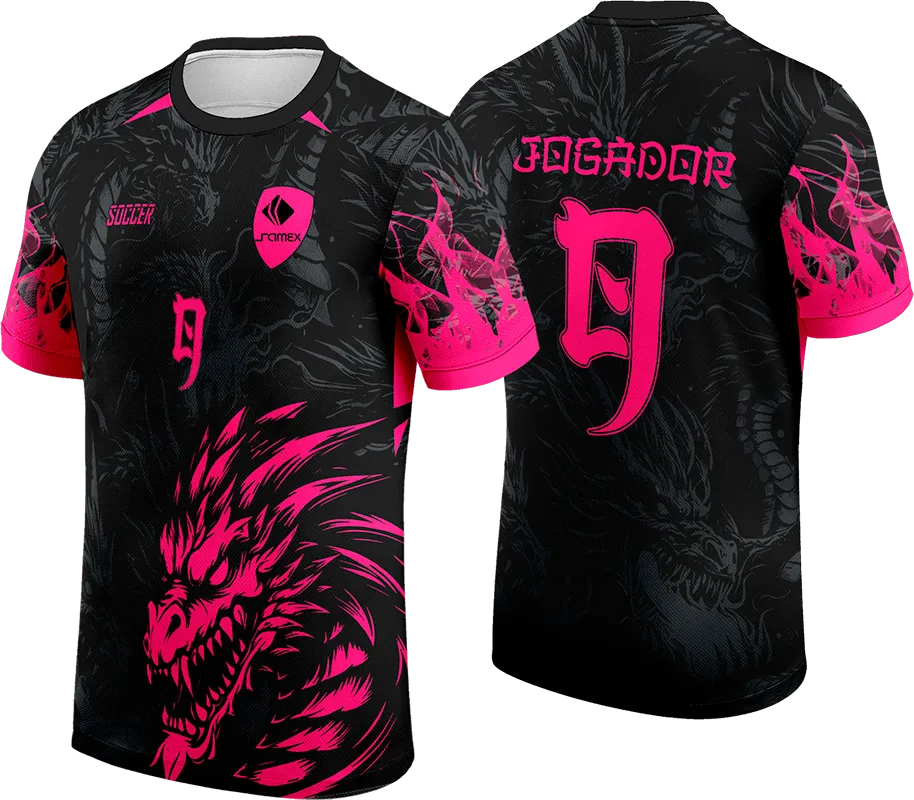 CAMISETA NEGRO - DRAGON ROSADO cod: 0134 .