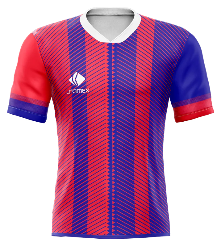 CAMISETA DE FUTBOL COD. 051 FAS EL SALVADOR - AZUL LINEAS ROJO
