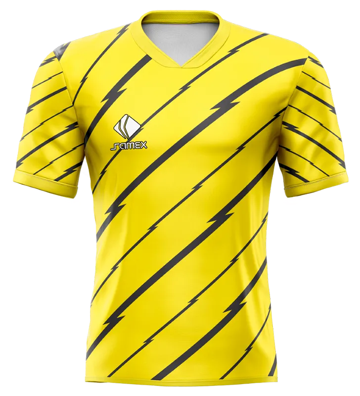 CAMISETA DE FUTBOL COD. 063 AMARILLO LINEAS NEGRO