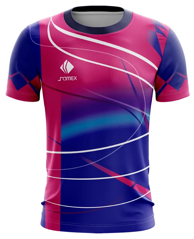 CAMISETA DE FUTBOL COD. 081 AZUL DEGRADADO ROSADO - LINEAS
