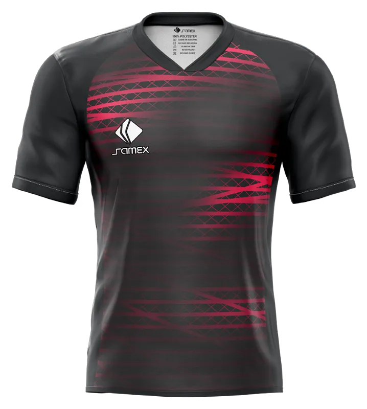 CAMISETA DE FUTBOL COD. 095 DISEÑO PUMA NEGRO LINEAS ROSADO