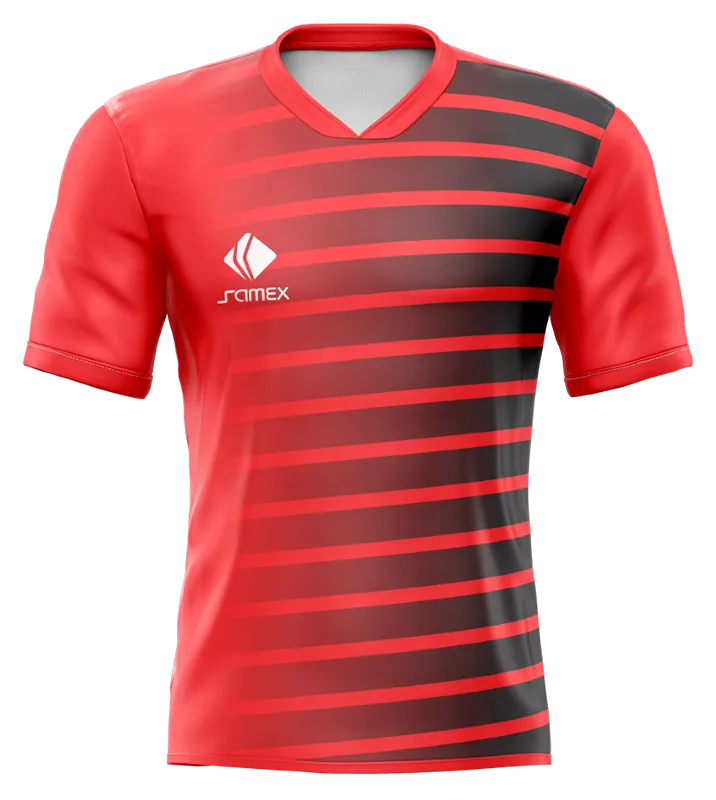 CAMISETA DE FUTBOL COD. 097 REAL MADRID ROJO LINEAS NEGRO