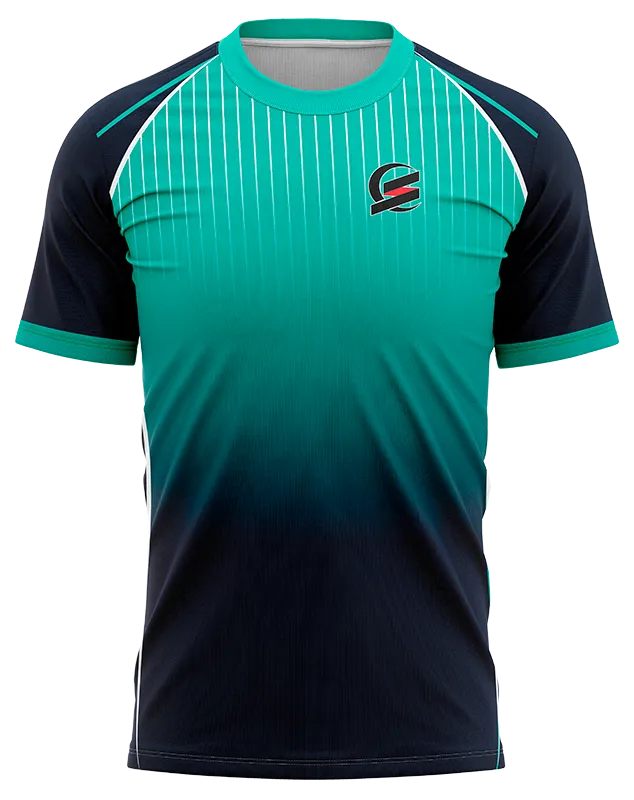 CAMISETA PADEL COD. 007 TURQUESA CON AZUL - LINEAS BLANCO