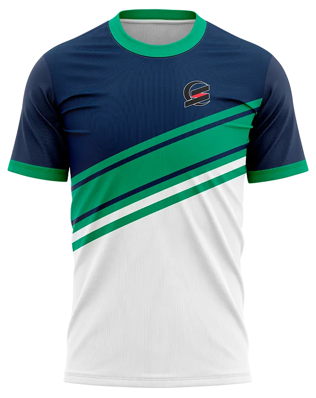 CAMISETA PADEL COD. 017 BLANCO - FRANJAS VERDE - AZUL