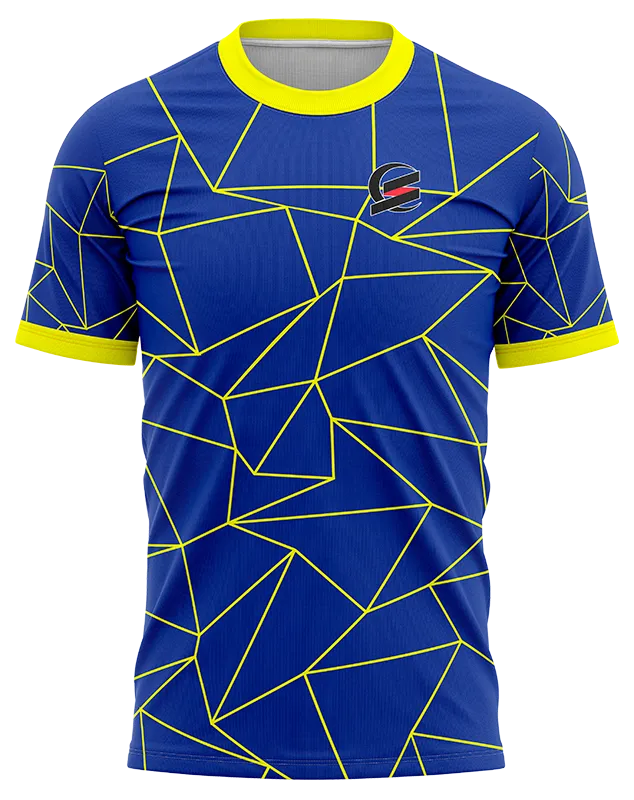 CAMISETA PADEL COD. 021 AZUL - LINEAS AMARILLO