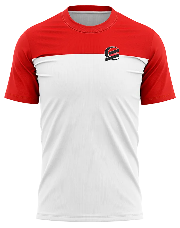 CAMISETA PADEL COD. 023 BLANCO - FRANJA ROJO