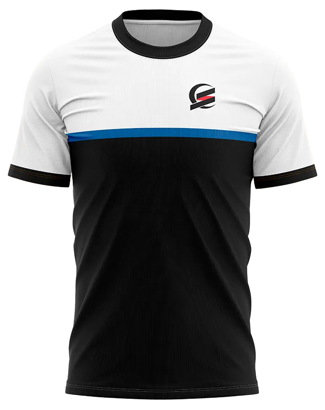 CAMISETA PADEL COD. 024 NEGRO - FRANJA BLANCO