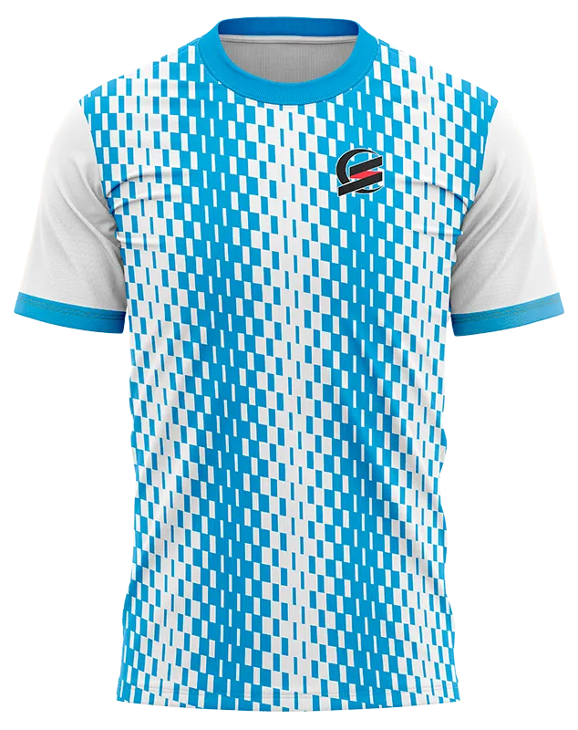 CAMISETA PADEL COD. 025 BLANCO - CUADROS CELESTE