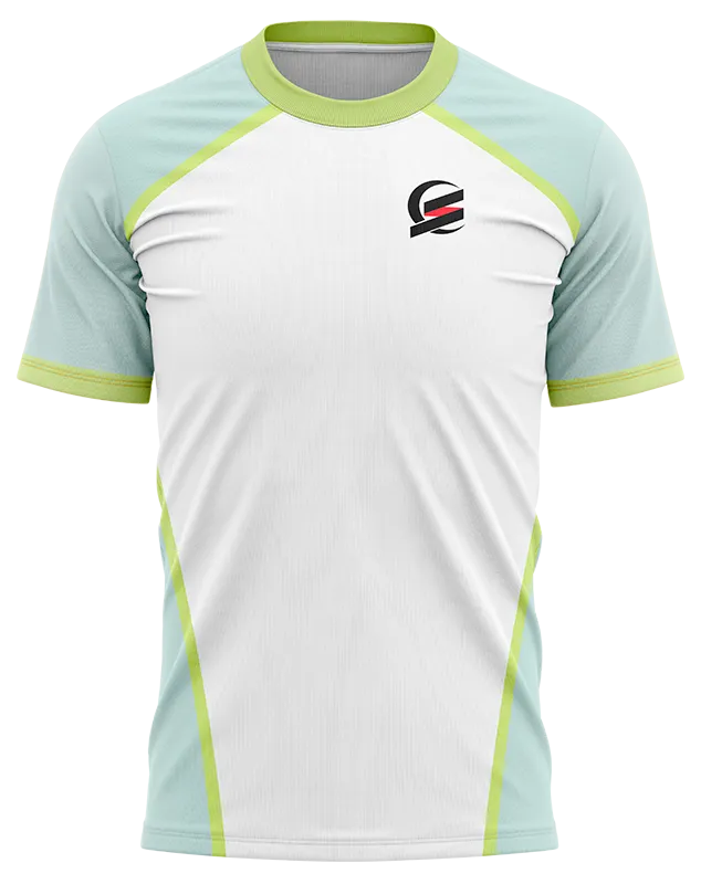 CAMISETA PADEL COD. 026 BLANCO - FRANJAS VERDE