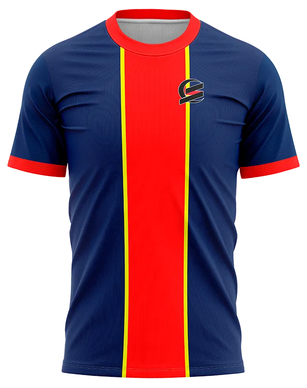 CAMISETA PADEL COD. 027 AZUL - FRANJA ROJO