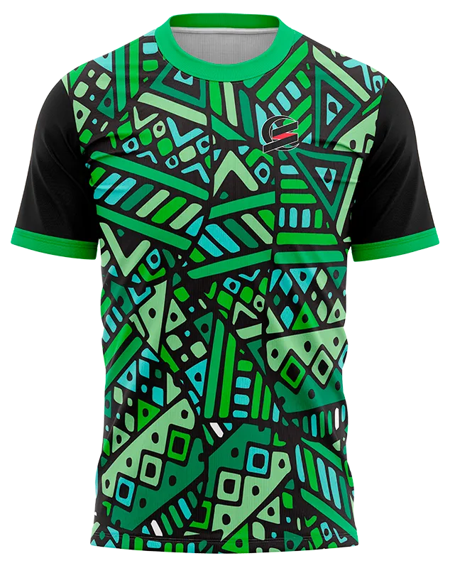CAMISETA PADEL COD. 033 NEGRO - TRIBAL VERDE