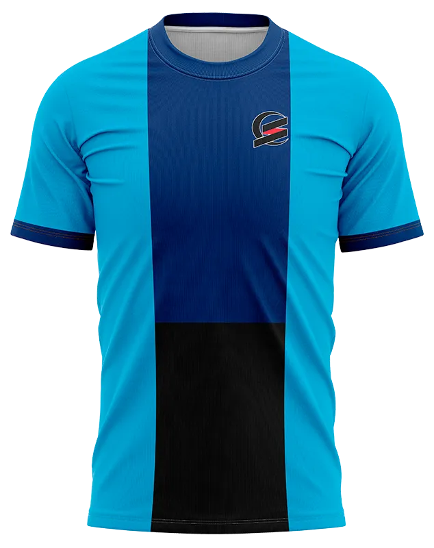 CAMISETA PADEL COD. 038 CELESTE - FRANJA AZUL - NEGRO