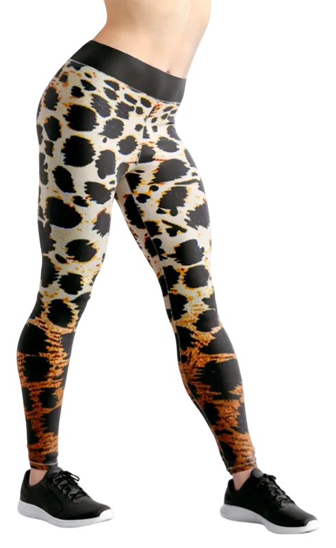 CALZA COD. 002 ANIMAL PRINT NEGRO - BLANCO - NARANJA