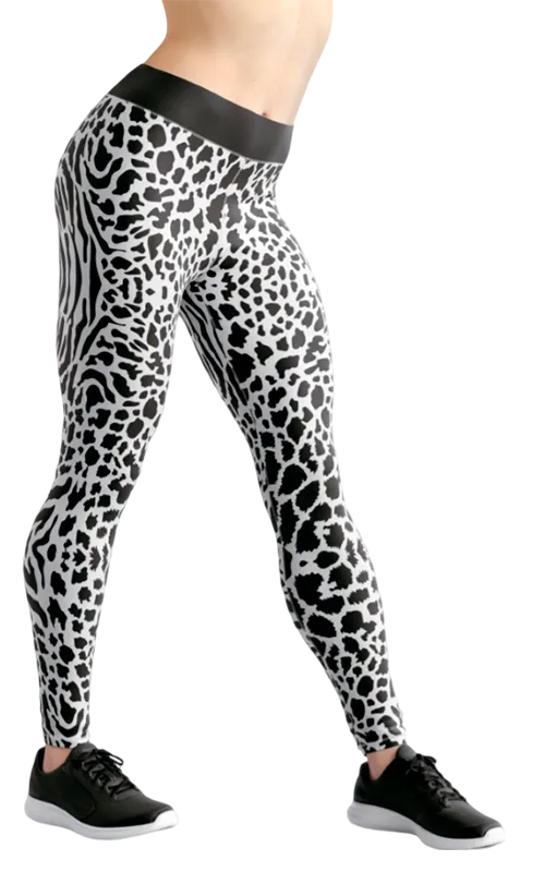 CALZA COD. 015 ANIMAL PRINT BLANCO - NEGRO