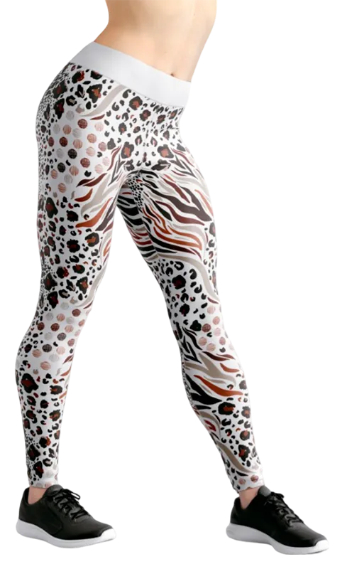 CALZA COD. 043 ESTAMPADO SAFARI - BLANCO - NEGRO - MARRON