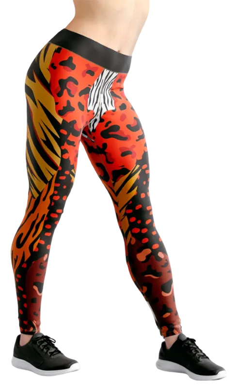 CALZA COD. 052 ANIMAL PRINT NEGRO - AMARILLO DEGRADE BLANCO