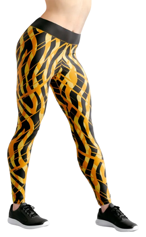 CALZA COD. 053 ANIMAL PRINT NARANJA - AMARILLO - NEGRO
