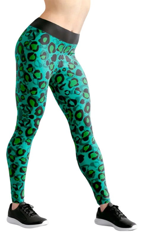 CALZA COD. 054 ANIMAL PRINT - TURQUESA - VERDE - NEGRO