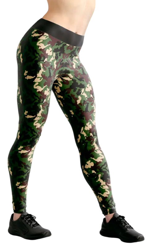 CALZA COD. 070 CAMUFLAJE MILITAR VERDE- CREMA - NEGRO