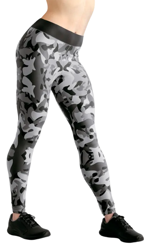 CALZA COD. 099 CAMUFLAJE MILITAR NEGRO - GRIS - BLANCO