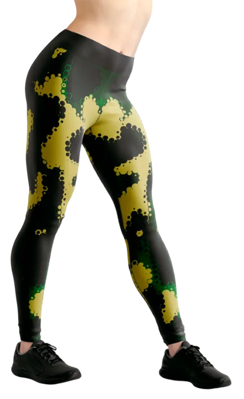 CALZA COD. 101 CAMUFLAJE NEGRO - AMARILLO - VERDE - CIRCULOS