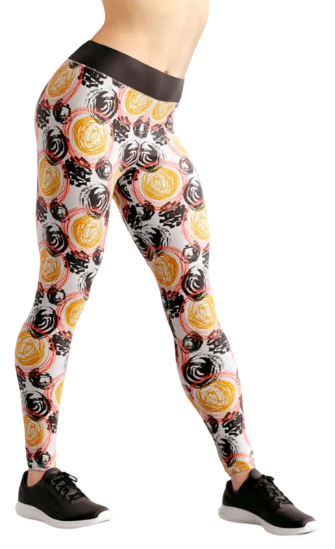 CALZA COD. 138 FLORAL ESTAMPADOS CIRCULARES AMARILLO - NEGRO