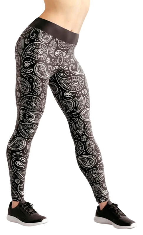 CALZA COD. 142 FLORAL NEGRO MANDALAS BLANCO