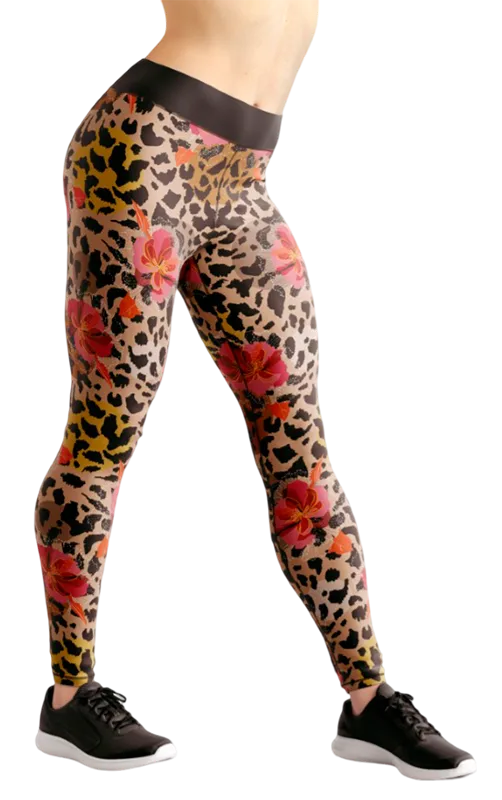CALZA COD. 143 FLORAL ESTAMPADO LEOPARDO