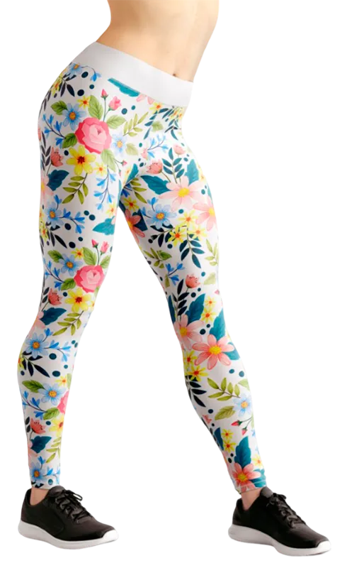 CALZA COD. 150 FLORAL BLANCO - FLORES COLORES