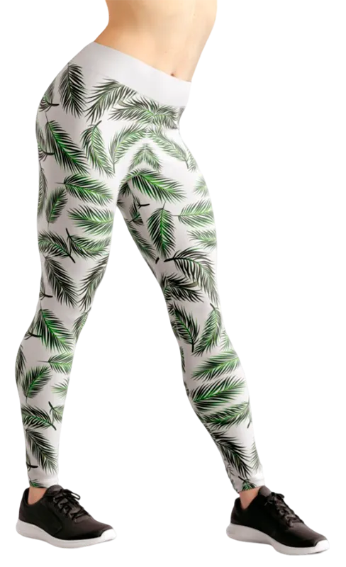CALZA COD. 156 FLORAL BLANCO - PALMERAS VERDE