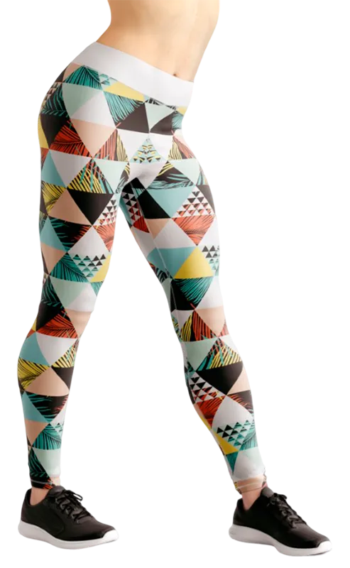CALZA COD. 163 FLORAL BLANCO - ESTAMPADO PALMERAS GEOMETRICO